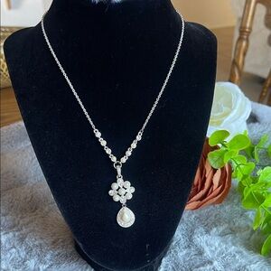 Trifari Silver Floral Pendant Necklace